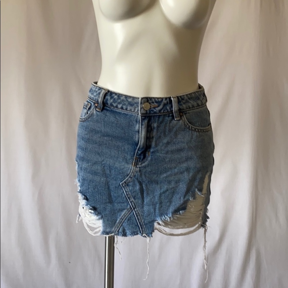 Pacsun frayed jean mini skirt